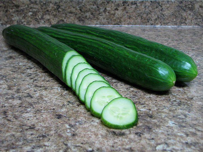 Sliced seedless cucumbers