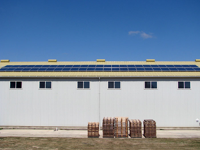 Solar panels on Foothill Greenhouses's storage building
